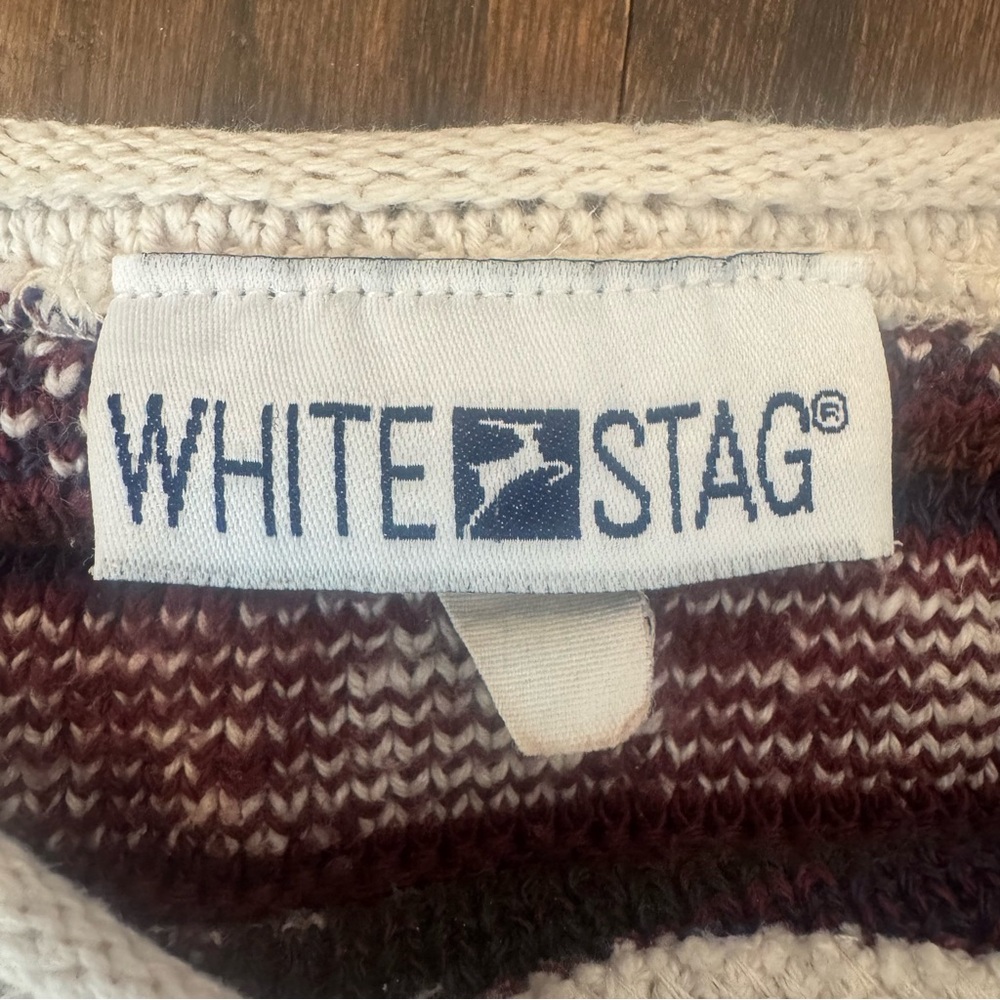 Vintage 90s White Stag Red White Navy Blue Sweater Size Large Boho Outdoors Y2K - Picture 4 of 8